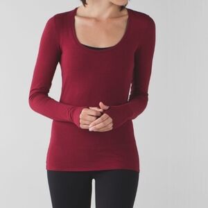 Lululemon Cranberry Anahatasana Long Sleeve Tee Sz 2